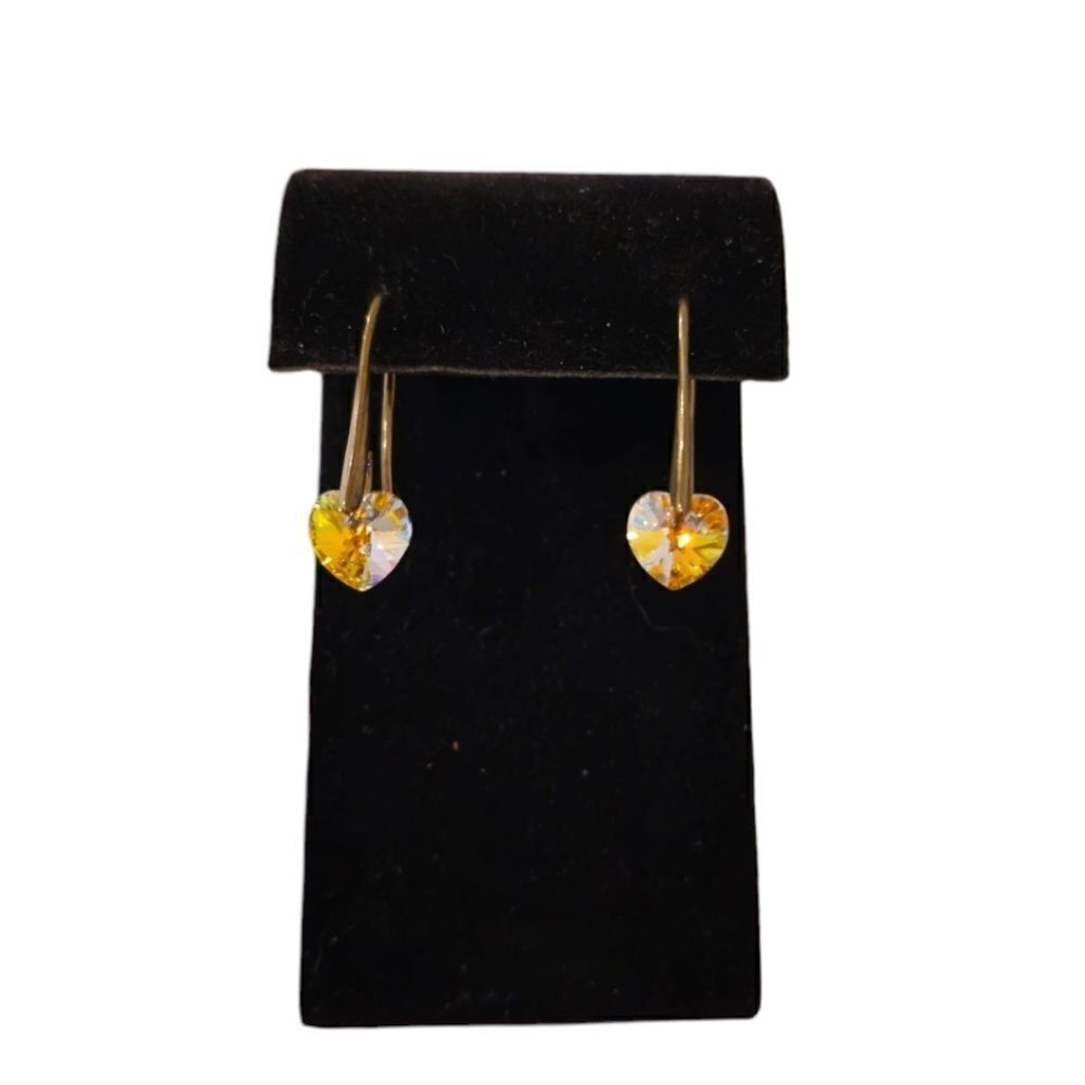 BMNY Allure Crystalized Swarovski Elements Heart Dangle Earrings